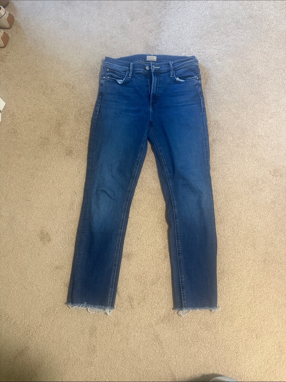 Mother The Dazzler Ankle Fray Straight Jeans